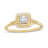 Thumbnail Image 0 of 0.25 CT. T.W. Princess-Cut Diamond Double Frame Split Shank Engagement Ring in 10K Gold (I/I3)