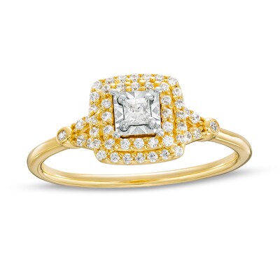 0.25 CT. T.W. Princess-Cut Diamond Double Frame Split Shank Engagement Ring in 10K Gold (I/I3
