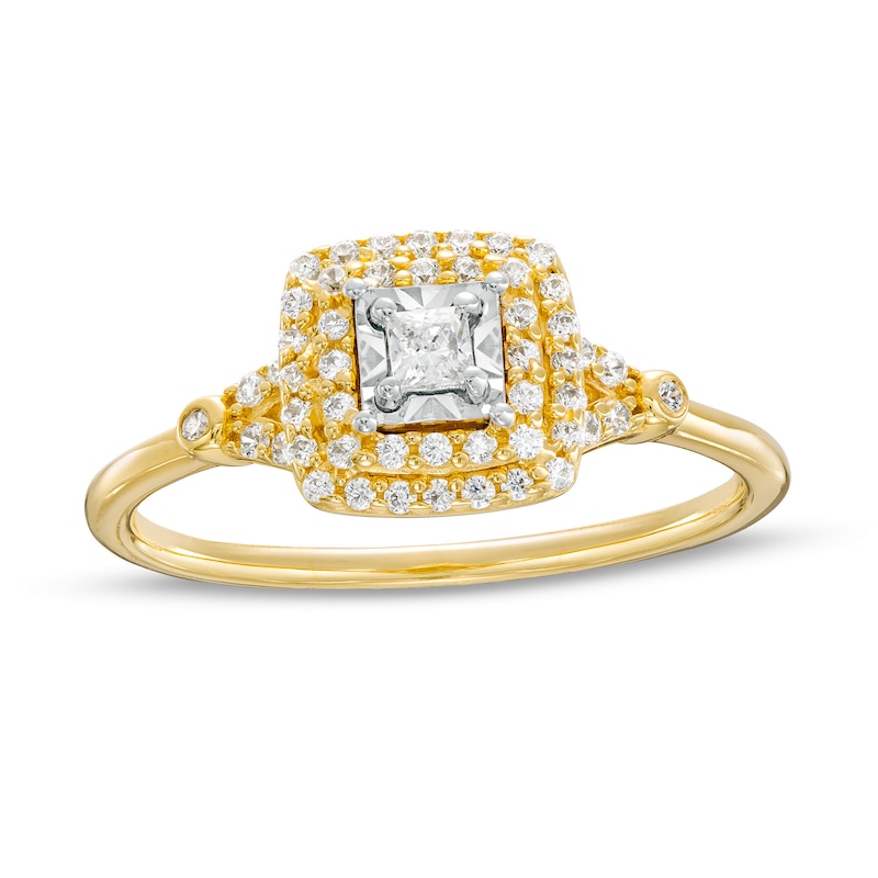 0.25 CT. T.W. Princess-Cut Diamond Double Frame Split Shank Engagement Ring in 10K Gold (I/I3)