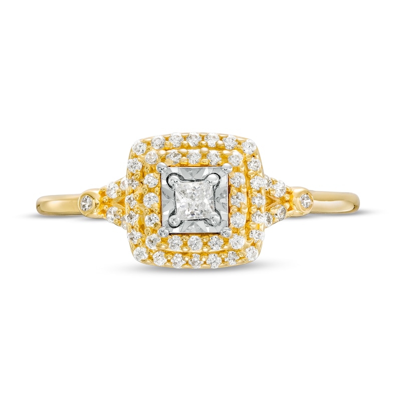 0.25 CT. T.W. Princess-Cut Diamond Double Frame Split Shank Engagement Ring in 10K Gold (I/I3)