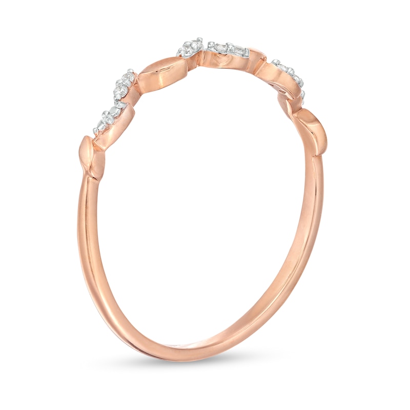 Diamond Accent Beaded Leafy Vine Anniversary Band in 10K Rose Gold