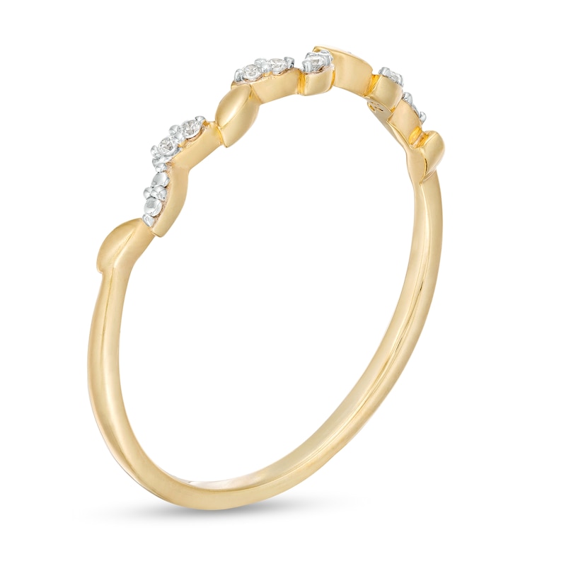 Diamond Accent Beaded Leafy Vine Anniversary Band in 10K Gold