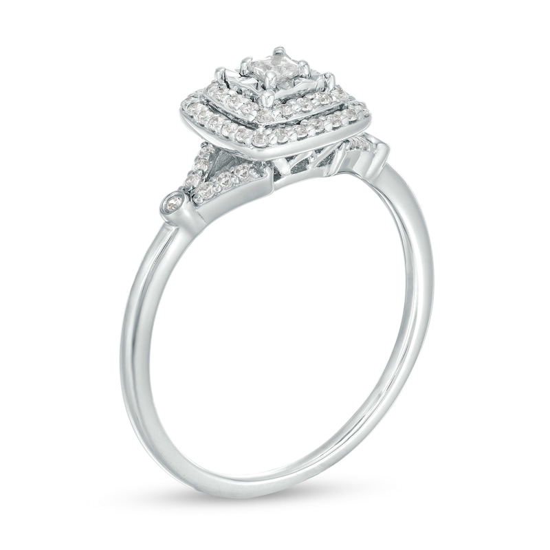 0.25 CT. T.W. Princess-Cut Diamond Double Frame Split Shank Engagement Ring in 10K White Gold (I/I3)