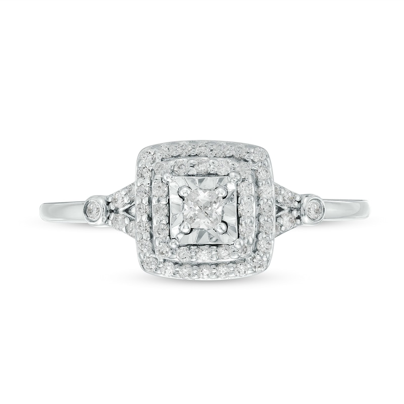 0.25 CT. T.W. Princess-Cut Diamond Double Frame Split Shank Engagement Ring in 10K White Gold (I/I3)