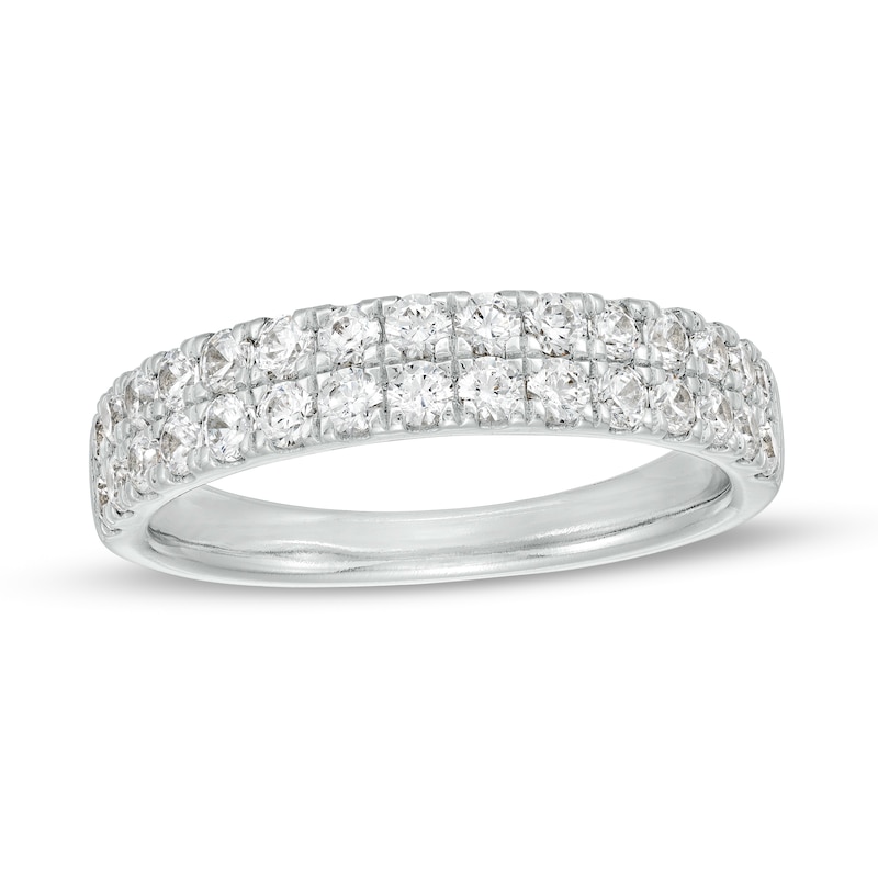 0.85 CT. T.W. Diamond Double Row Anniversary Band in 10K White Gold
