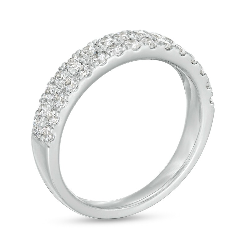 0.85 CT. T.W. Diamond Double Row Anniversary Band in 10K White Gold