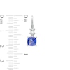 Thumbnail Image 3 of 6.0mm Cushion-Cut Blue and White Lab-Created Sapphire Double Drop Earrings in 10K White Gold