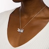 Thumbnail Image 2 of Blue and White Lab-Created Sapphire Dragonfly Pendant in Sterling Silver