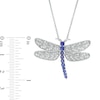 Thumbnail Image 3 of Blue and White Lab-Created Sapphire Dragonfly Pendant in Sterling Silver
