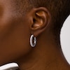 Thumbnail Image 2 of Blue and White Lab-Created Sapphire Triple Row Hoop Earrings in Sterling Silver