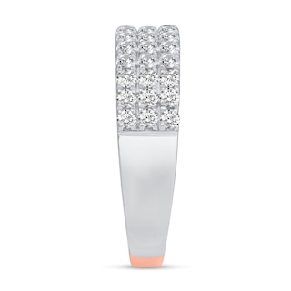 0.95 CT. T.W. Diamond Triple Row Anniversary Band in 10K Two-Tone Gold