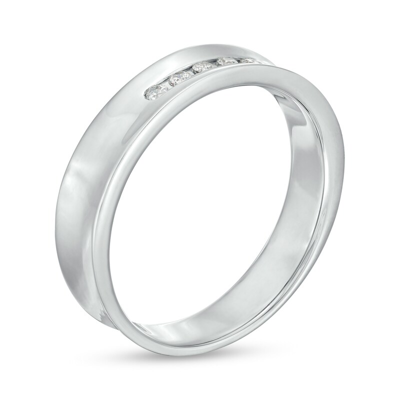 Men's 0.09 CT. T.W. Diamond Five Stone Wedding Band in 10K White Gold|Peoples Jewellers