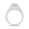 Thumbnail Image 1 of 0.95 CT. T.W. Cushion-Shaped Multi-Diamond Double Frame Triple Row Engagement Ring in 14K White Gold