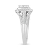 Thumbnail Image 2 of 0.95 CT. T.W. Cushion-Shaped Multi-Diamond Double Frame Triple Row Engagement Ring in 14K White Gold