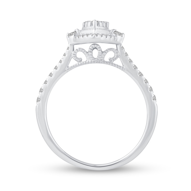 0.45 CT. T.W. Pear-Shaped Multi-Diamond Frame Engagement Ring in 14K White Gold