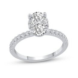 0.95 CT. T.W. Oval-Shaped Multi-Diamond Engagement Ring in 14K White Gold