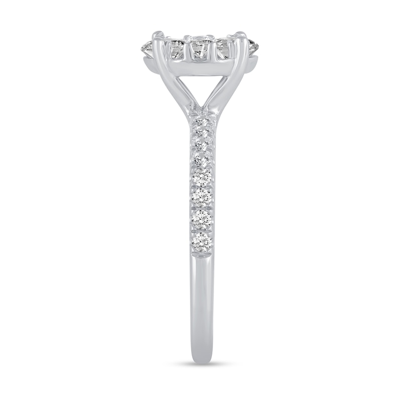 0.95 CT. T.W. Oval-Shaped Multi-Diamond Engagement Ring in 14K White Gold