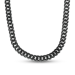Men's 0.75 CT. T.W. Black Diamond Cuban Curb Chain Necklace in Sterling Silver – 22&quot;
