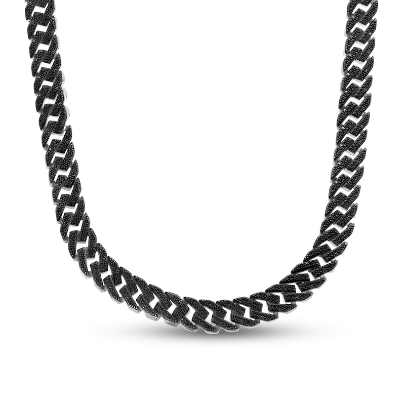 Main Image 1 of Men's 0.75 CT. T.W. Black Diamond Cuban Curb Chain Necklace in Sterling Silver – 22"