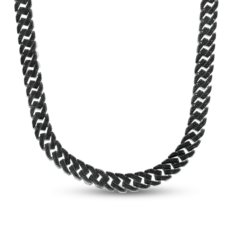 Men's 0.75 CT. T.W. Black Diamond Cuban Curb Chain Necklace in Sterling Silver – 22"|Peoples Jewellers