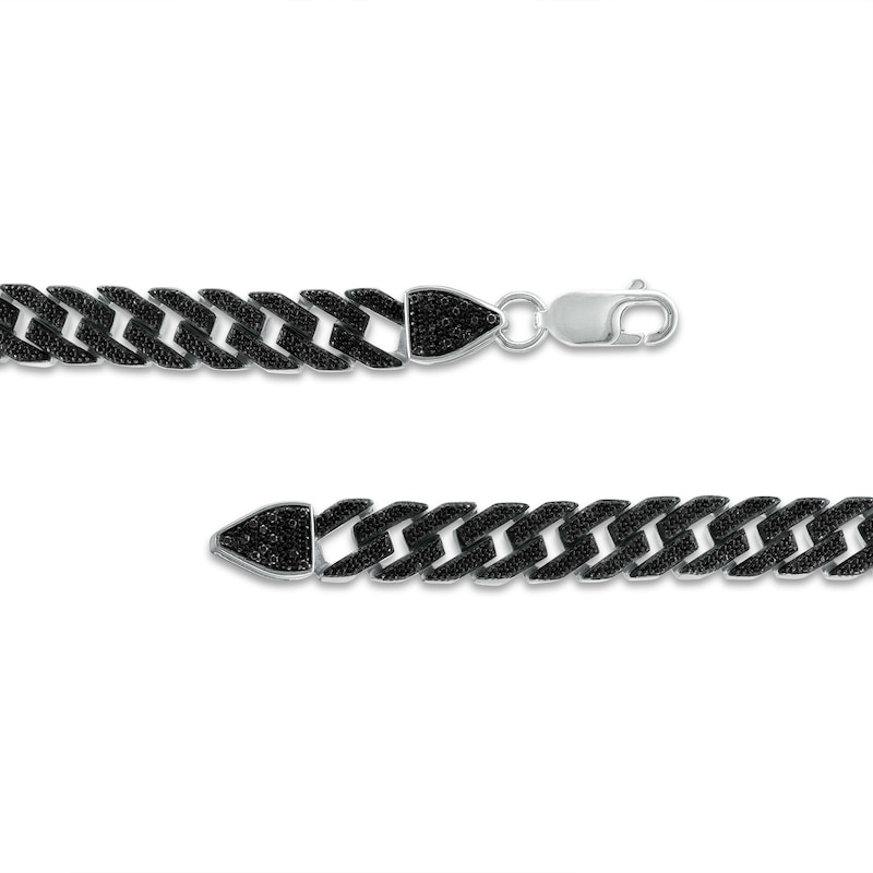 Main Image 3 of Men's 0.75 CT. T.W. Black Diamond Cuban Curb Chain Necklace in Sterling Silver – 22"