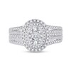 0.95 CT. T.W. Diamond Triple Oval Frame Multi-Row Engagement Ring in 14K White Gold