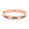 Men's Link Bracelet in Tungsten with Rose Ion-Plate and Grey Carbon Fibre – 8.75"