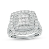 Thumbnail Image 0 of 2.00 CT. T.W. Princess-Cut Multi-Diamond Double Frame Vintage-Style Engagement Ring in 10K White Gold