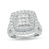 Thumbnail Image 1 of 2.00 CT. T.W. Princess-Cut Multi-Diamond Double Frame Vintage-Style Engagement Ring in 10K White Gold
