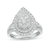 Thumbnail Image 0 of 1.00 CT. T.W. Pear-Shaped Multi-Diamond Double Frame Multi-Row Engagement Ring in 10K White Gold