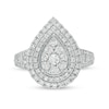 Thumbnail Image 3 of 1.00 CT. T.W. Pear-Shaped Multi-Diamond Double Frame Multi-Row Engagement Ring in 10K White Gold