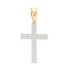 Thumbnail Image 1 of Men's 0.15 CT. T.W. Diamond Double Row Cross Necklace Charm in 10K Gold
