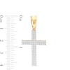 Thumbnail Image 2 of Men's 0.15 CT. T.W. Diamond Double Row Cross Necklace Charm in 10K Gold