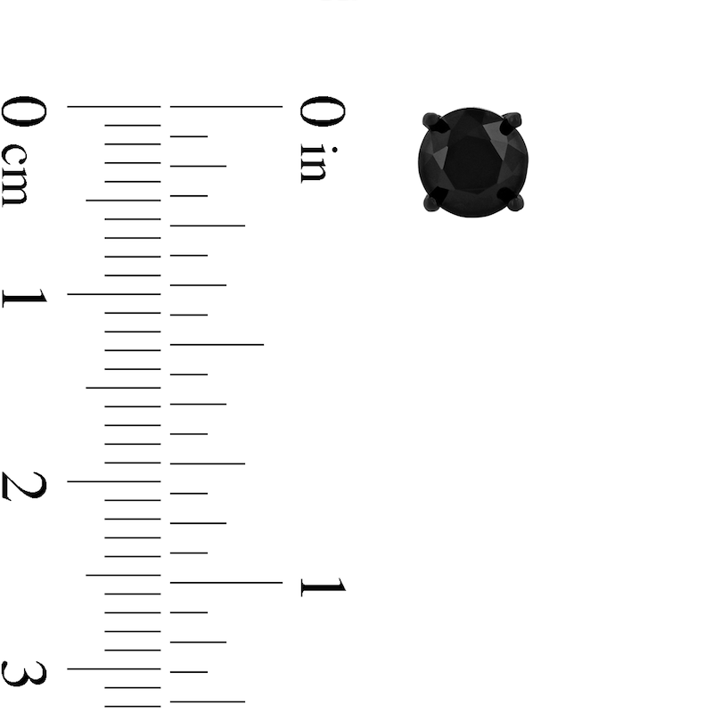 Main Image 2 of Men's 6.0mm Black Spinel Solitaire Stud Earrings in Stainless Steel with Black Ion-Plate