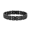 Thumbnail Image 1 of Men's 0.148 CT. T.W. Black Diamond Staggered Link Bracelet in Stainless Steel with Black Ion-Plate - 8.5"