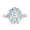 1.50 CT. T.W. Certified Canadian Oval Diamond Double Frame Engagement Ring in 14K White Gold (I/I1)