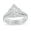 Thumbnail Image 1 of 1.25 CT. T.W. Certified Canadian Pear-Shaped Diamond Frame Collar with Floral Accent Bridal Set in 14K White Gold