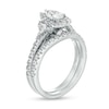 Thumbnail Image 3 of 1.25 CT. T.W. Certified Canadian Pear-Shaped Diamond Frame Collar with Floral Accent Bridal Set in 14K White Gold