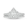 Thumbnail Image 3 of 1.25 CT. T.W. Certified Canadian Pear-Shaped Diamond Frame Collar with Floral Accent Bridal Set in 14K White Gold