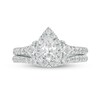 Thumbnail Image 4 of 1.25 CT. T.W. Certified Canadian Pear-Shaped Diamond Frame Collar with Floral Accent Bridal Set in 14K White Gold