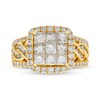 Thumbnail Image 3 of 2.00 CT. T.W. Princess-Cut Multi-Diamond Cushion Frame Triple Row Twist Shank Engagement Ring in 14K Gold