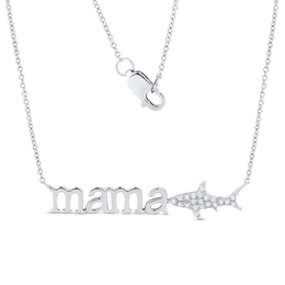 0.04 CT. T.W. Diamond "mama" Shark Necklace in 10K White Gold – 17"