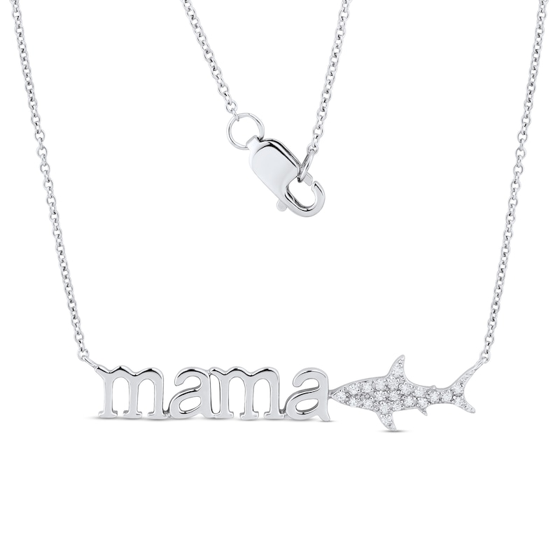0.04 CT. T.W. Diamond "mama" Shark Necklace in 10K White Gold – 17"