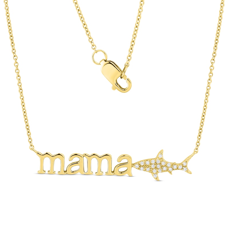 Main Image 1 of 0.04 CT. T.W. Diamond "mama" Shark Necklace in 10K Gold – 17"