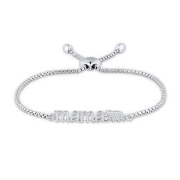 0.05 CT. T.W. Diamond "mama" Bear Bolo Bracelet in 10K White Gold – 8.0"