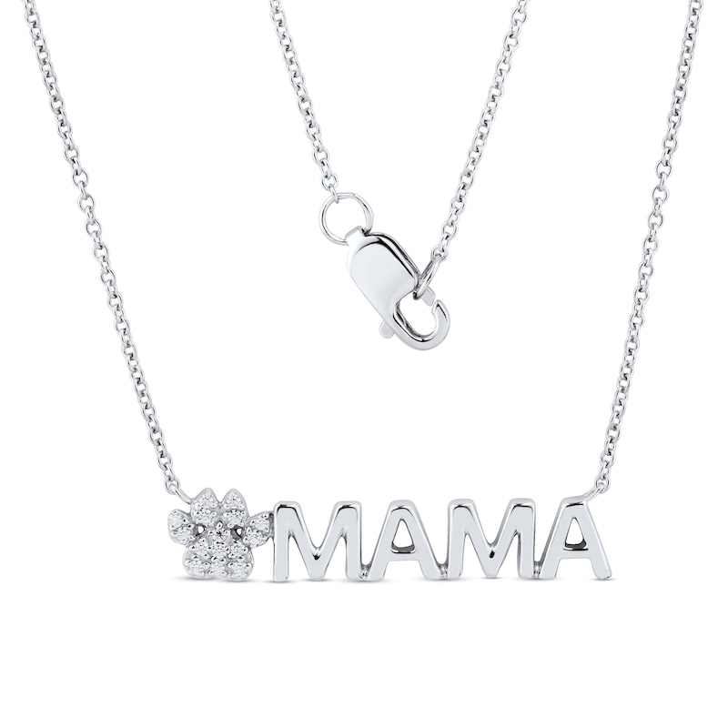 Diamond Accent Paw Print "MAMA" Necklace in 10K Gold – 17"|Peoples Jewellers