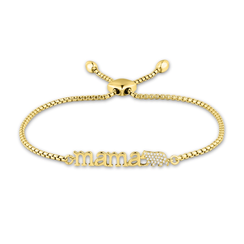 Main Image 1 of 0.05 CT. T.W. Diamond "mama" Bear Bolo Bracelet in 10K Gold – 8.0"