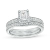 Thumbnail Image 0 of 1.00 CT. T.W. Emerald-Cut Diamond Frame Bridal Set in 14K White Gold