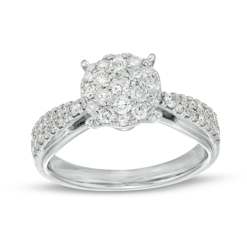 Main Image 1 of 0.75 CT. T.W. Multi-Diamond Tapered Double Row Split Shank Engagement Ring in 10K White Gold