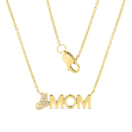 Diamond Accent Cat "MOM" Necklace in 10K Gold – 17"